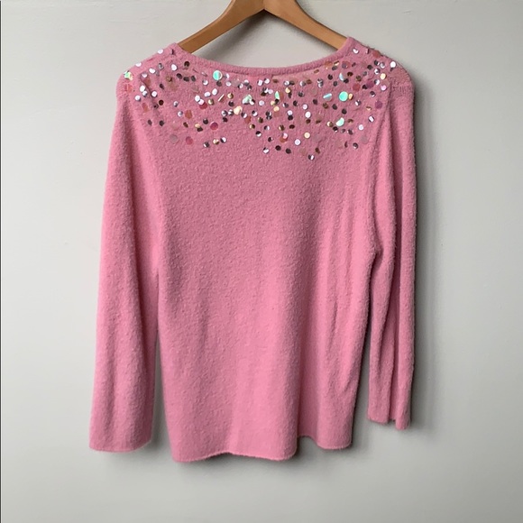 $25/2 LUX. Pink Cardigan with Sequins and Shiny Sparkles - Picture 4 of 10